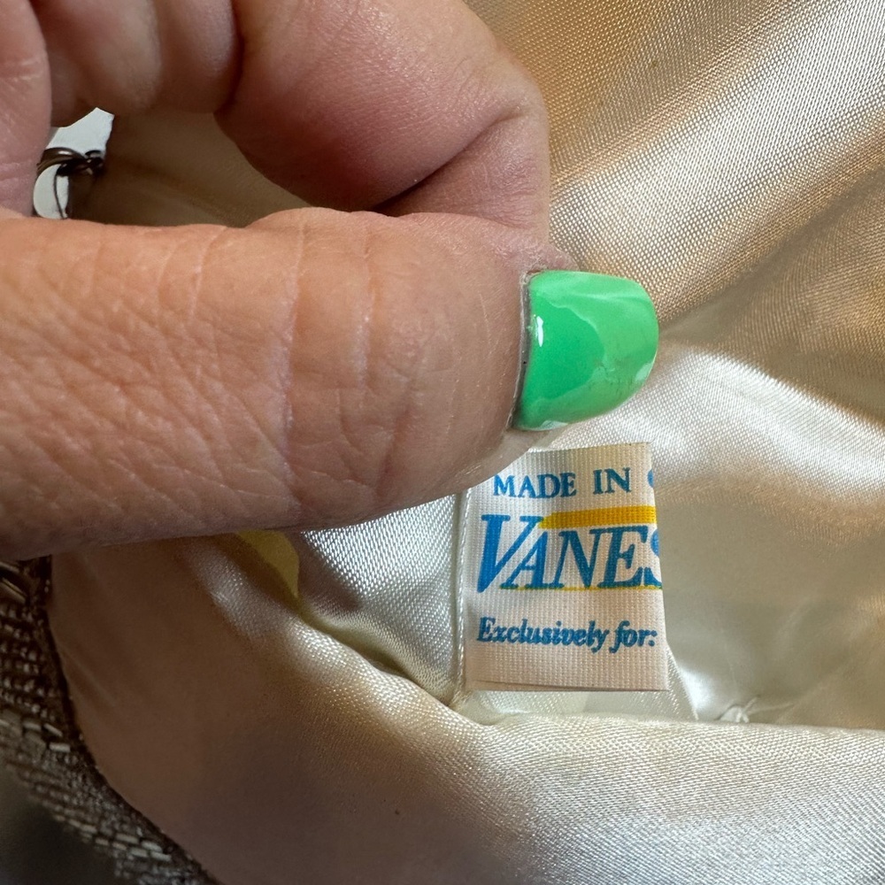 Vintage Vanessa Beaded Evening Bag Purse Gold Silver Art Deco Clutch China - Picture 4 of 10